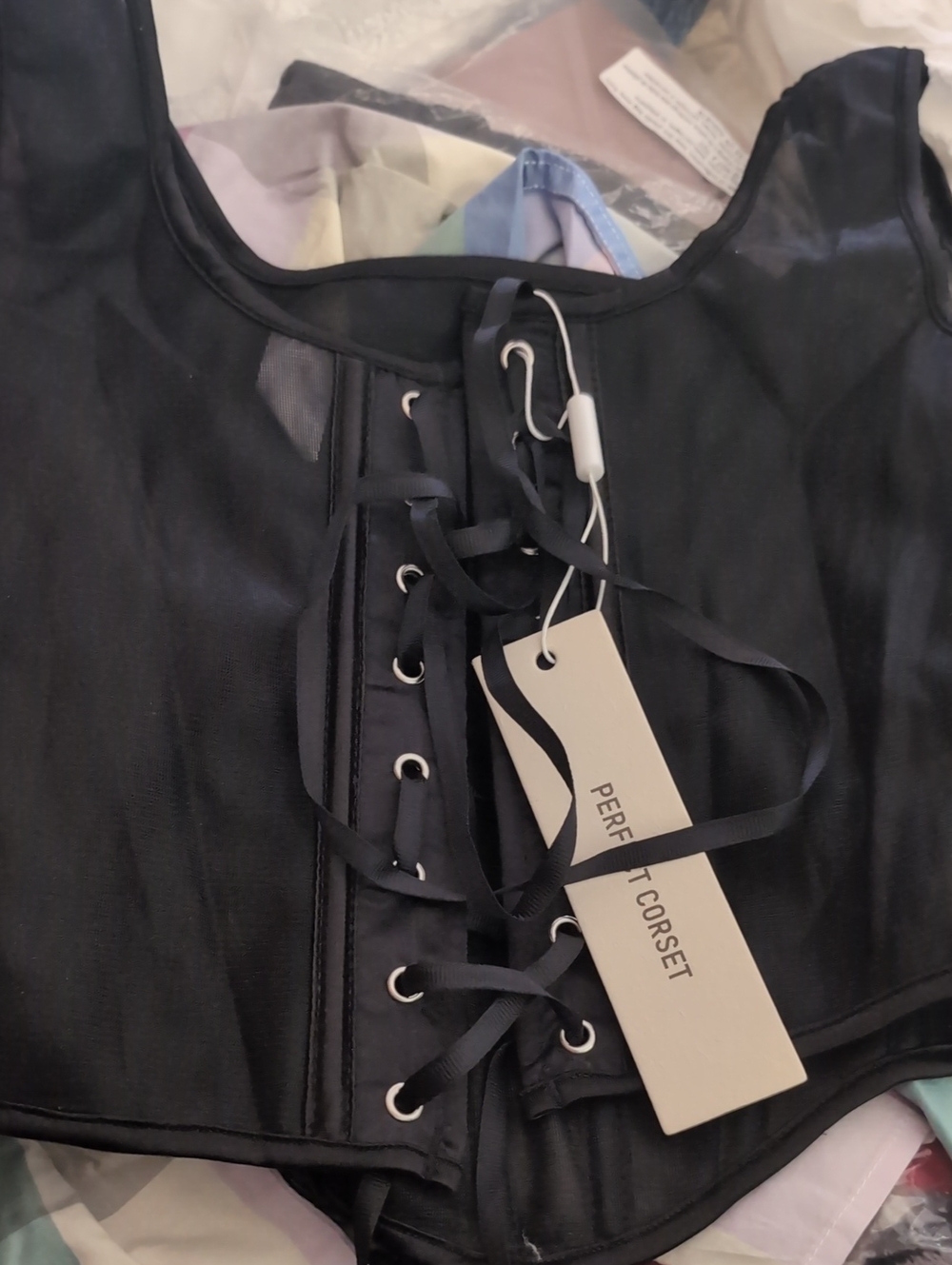 Perfect Corset Black Lace-Up Corset Top-  S